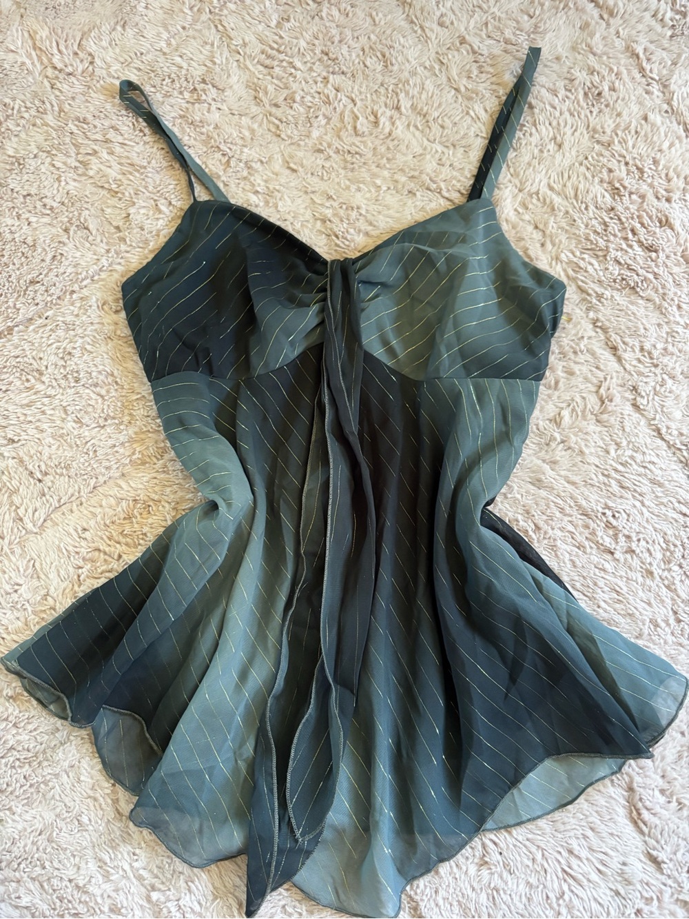 Y2K pinstripe babydoll cami top